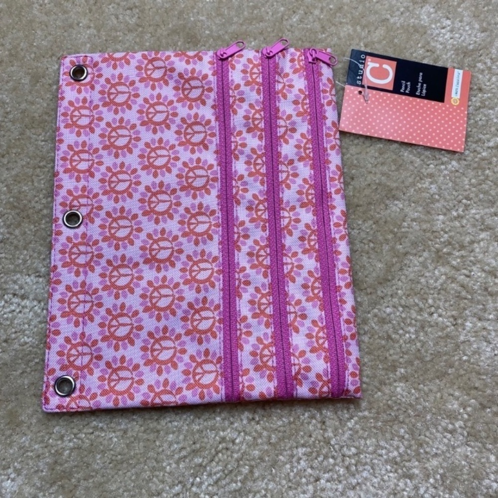 3 Ring 3 Zipper Pencil Pouch NWT